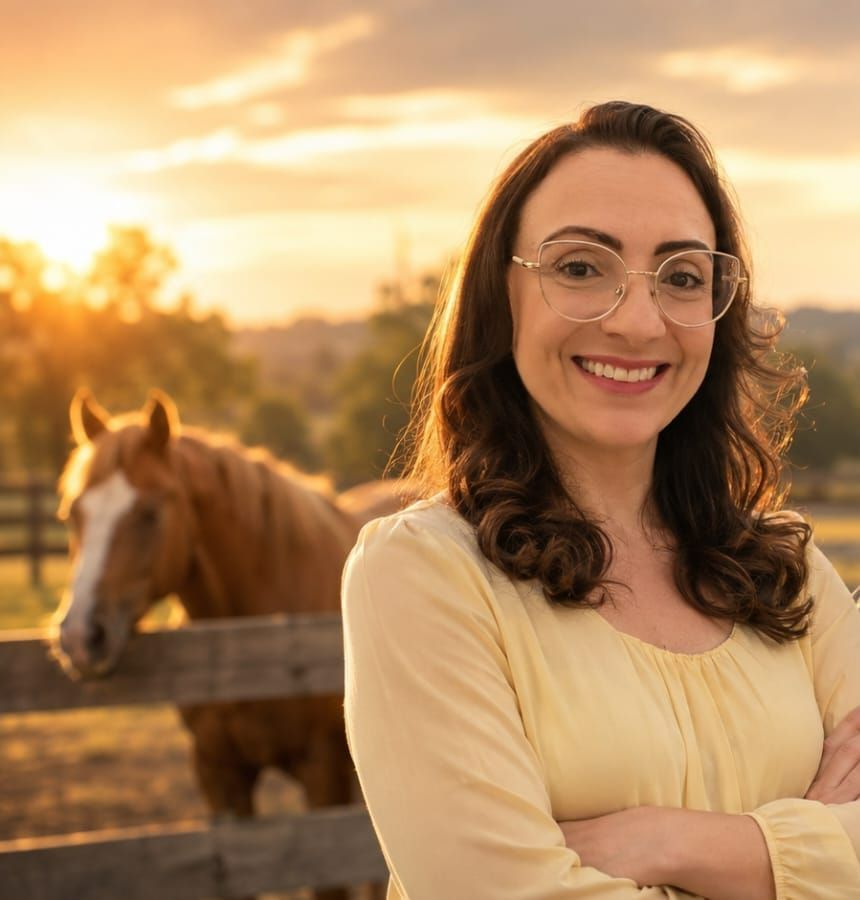 Yasmim, Clariana e cavalos ao pôr do sol